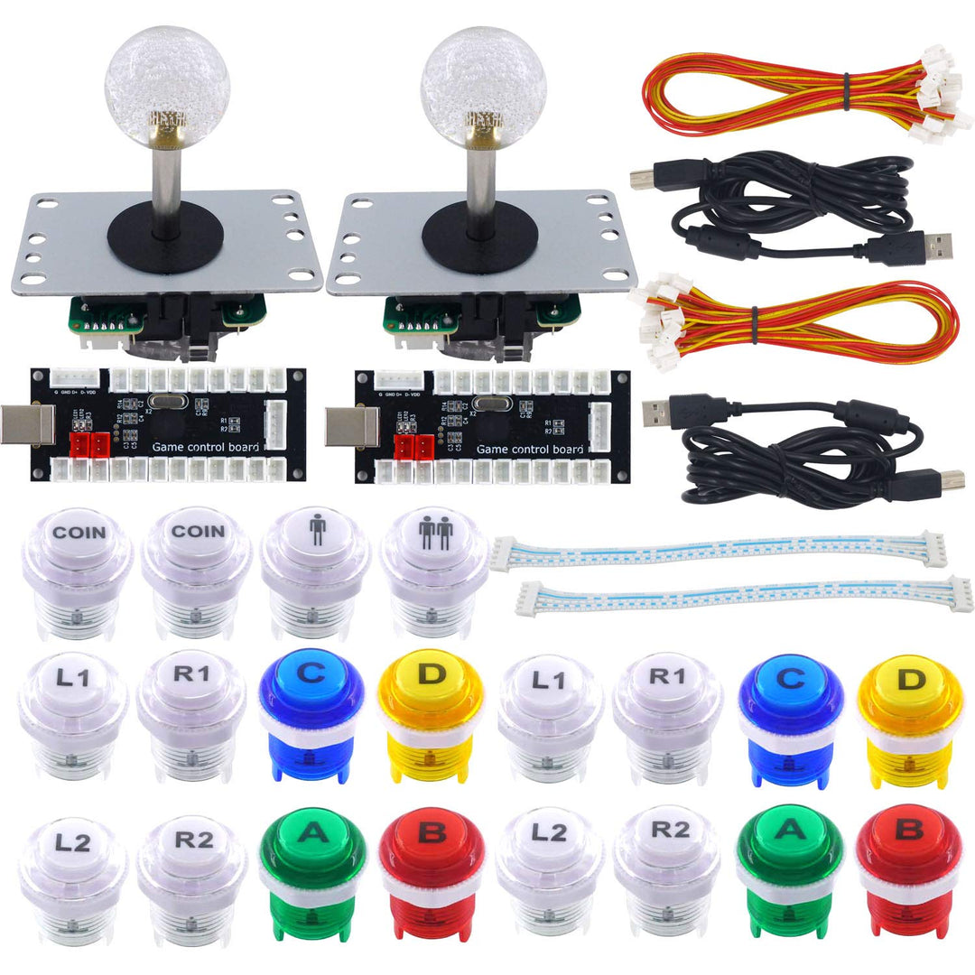 SJ@JX Arcade Game DIY Kit 2 Player Zero Delay USB Encoder Button Joystick Controller für Retro Raspb