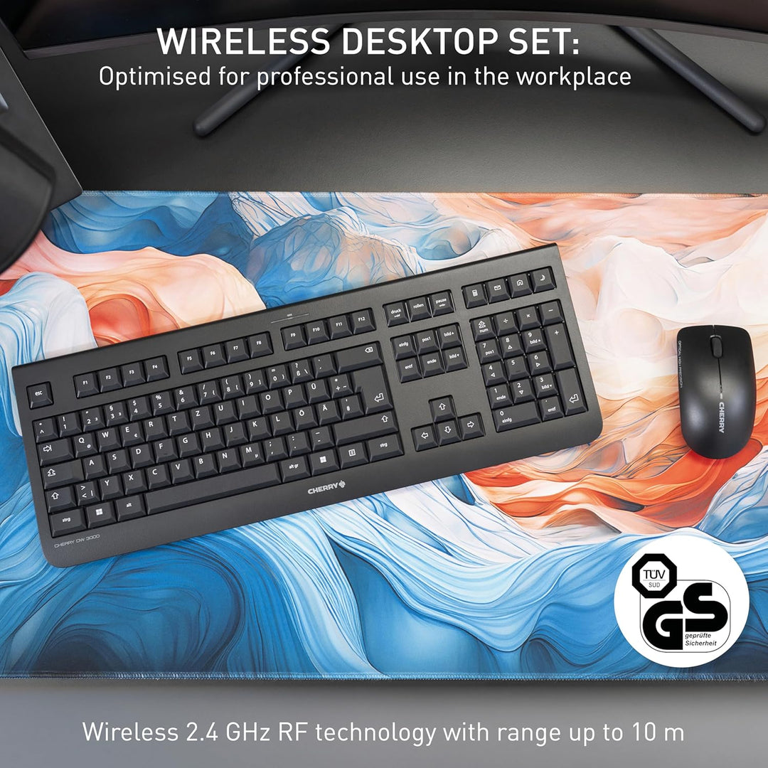CHERRY DW 3000, Kabelloses Tastatur-Maus-Set, Ungarisches Layout (QWERTZ), 2,4 GHz Funk, Flaches Des