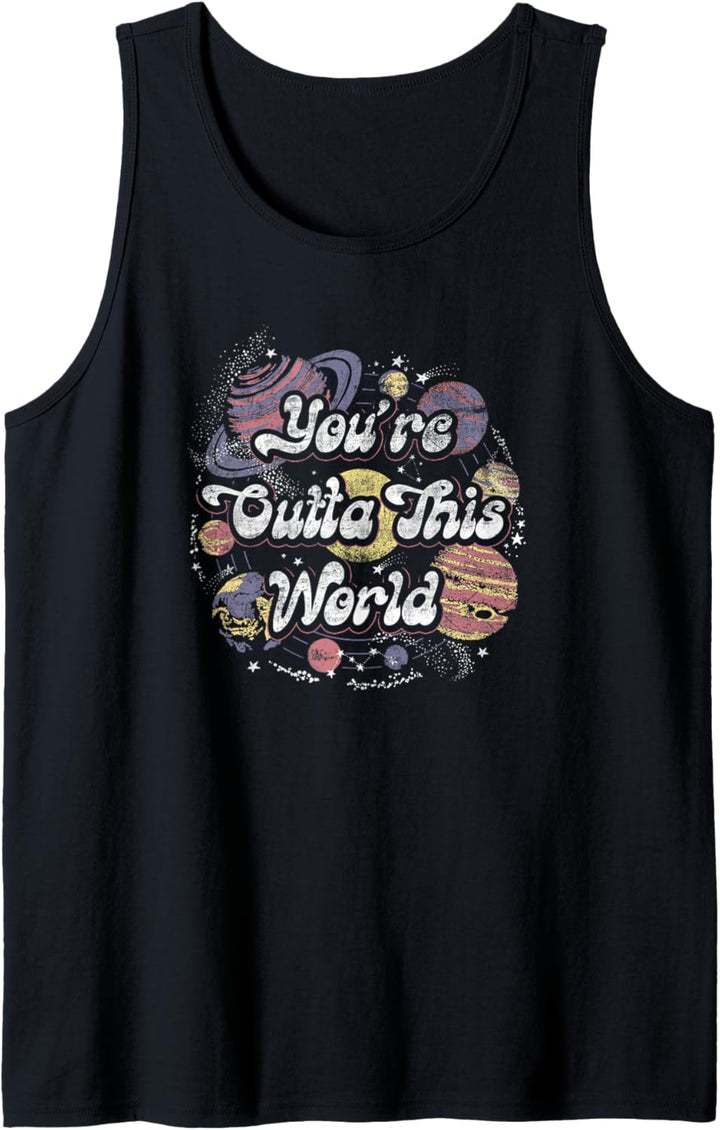 Trendy You're Outta This World Retro Solar System Front Back Tank Top