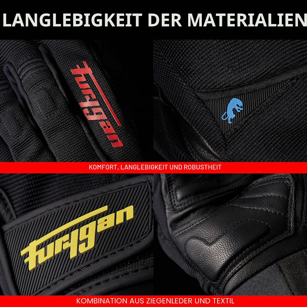 Furygan Jet D3O – Motorradhandschuhe für Herren – Handfläche 100% Leder – Touchscreen – Komfort – So