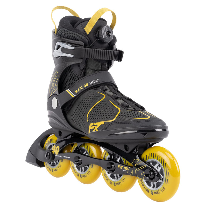 K2 Herren F.i.t. 90 Boa Inline Skates EU: 47 (UK: 11.5 / US: 12.5) grey - mustard, EU: 47 (UK: 11.5