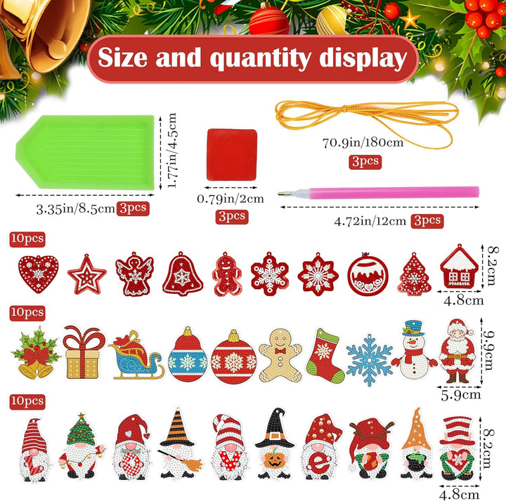LYLIDIA Diamond Painting Weihnachts Anhänger DIY Kit 30 Stück Doppelseitig Diamont Painting Weihnach