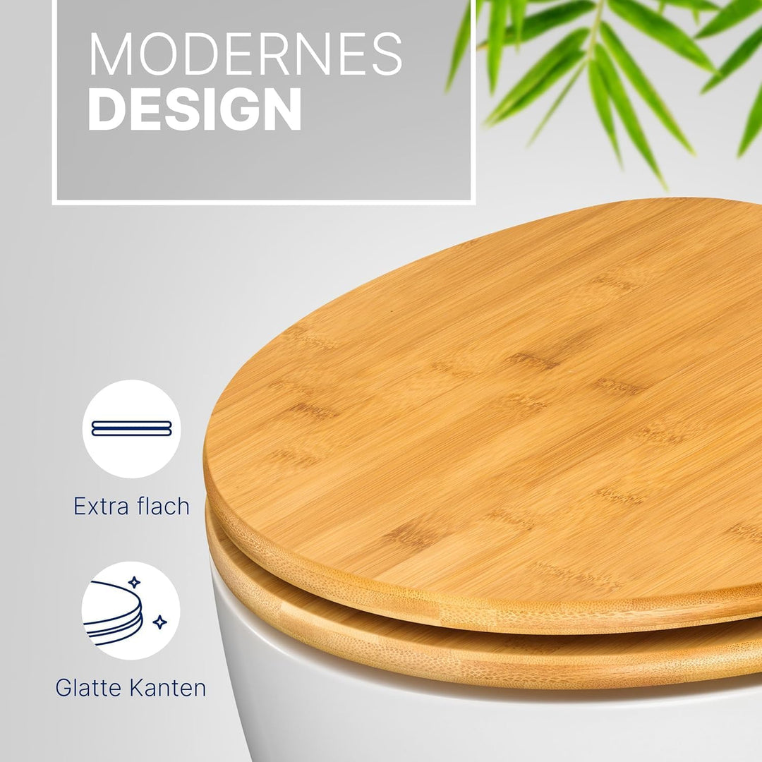 ADOB WC Sitz Klobrille Bambus dunkel Bamboo Natur, umweltfreundlich, warm, rostfreie Edelstahlscharn