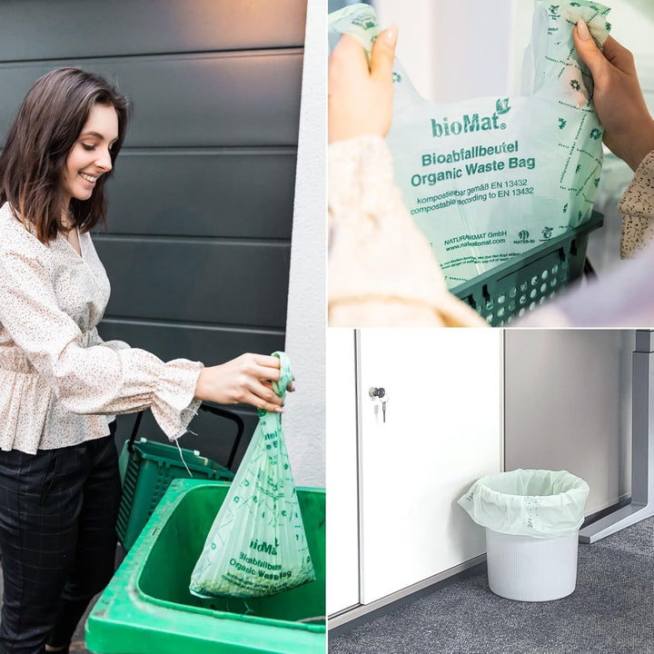 bioMat 30l kompostierbare und klimaneutrale Bioabfallbeutel, 20 Stk. Biomüllbeutel, DIN+ Zertifizier