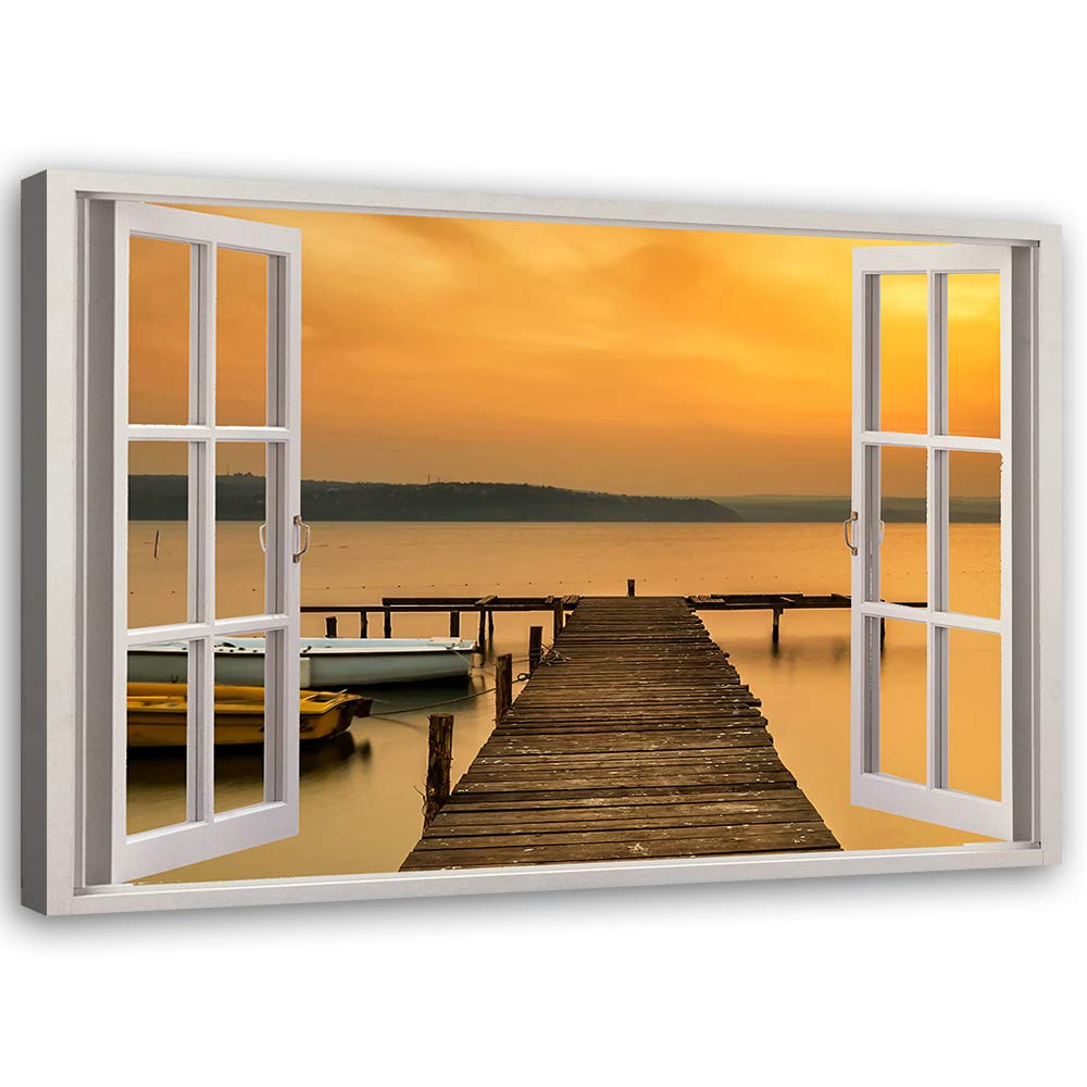 Feeby Leinwandbild 3D Illusion Bild Kunstdruck Landschaft Braun 30x20 cm 30L x 20B cm M_14916, 30L x