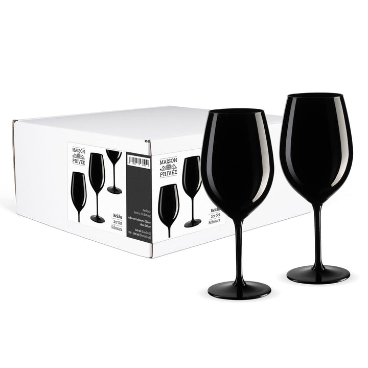 Prime Presents 2er-Set Gläser Kelche aus Kristallglas 540ml XL - schwarz lackiert, Schwarz