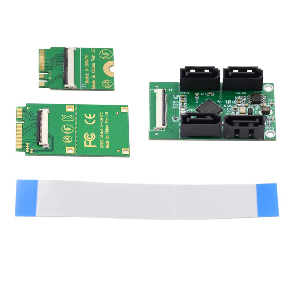 xiwai Mini PCI-E & NGFF A+E auf SATA 3.0 4 Ports Adapterkabel 6 Gbit/s – Erweitern Sie Ihre SSD Spei