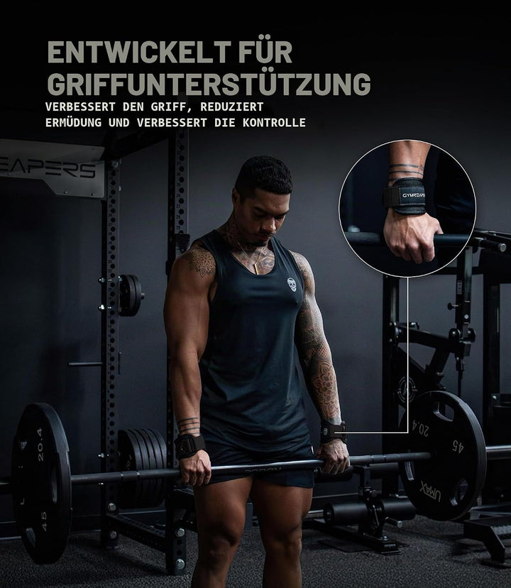 Gymreapers GripLink Gewichthebergurte mit robustem D-Ring und rutschfestem Silikon-Griffperle, gepol