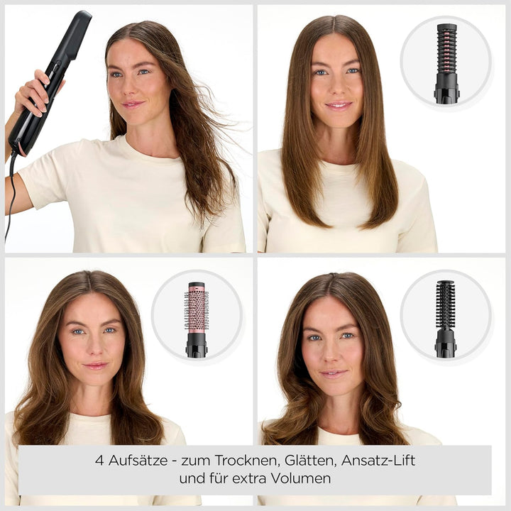 BaByliss Perfect Finish, Warmluftbürste, mit mehreren Aufsätzen, 2 Temperaturstufen und Kühlluftfunk