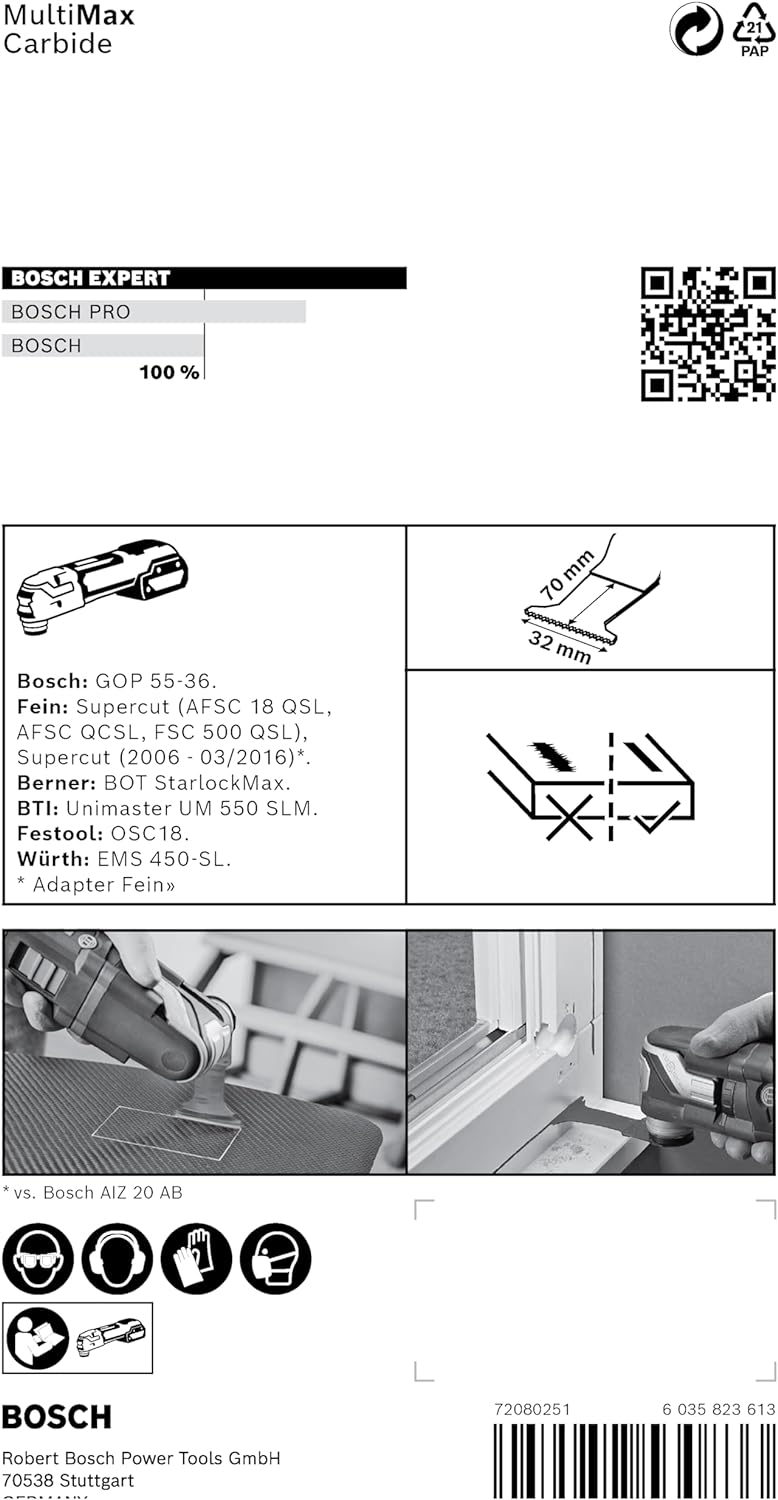 Bosch Accessories 1x Sägeblatt Expert MultiMax MAII 32 APIT (für Edelstahlbleche, Breite 32 mm, Zube