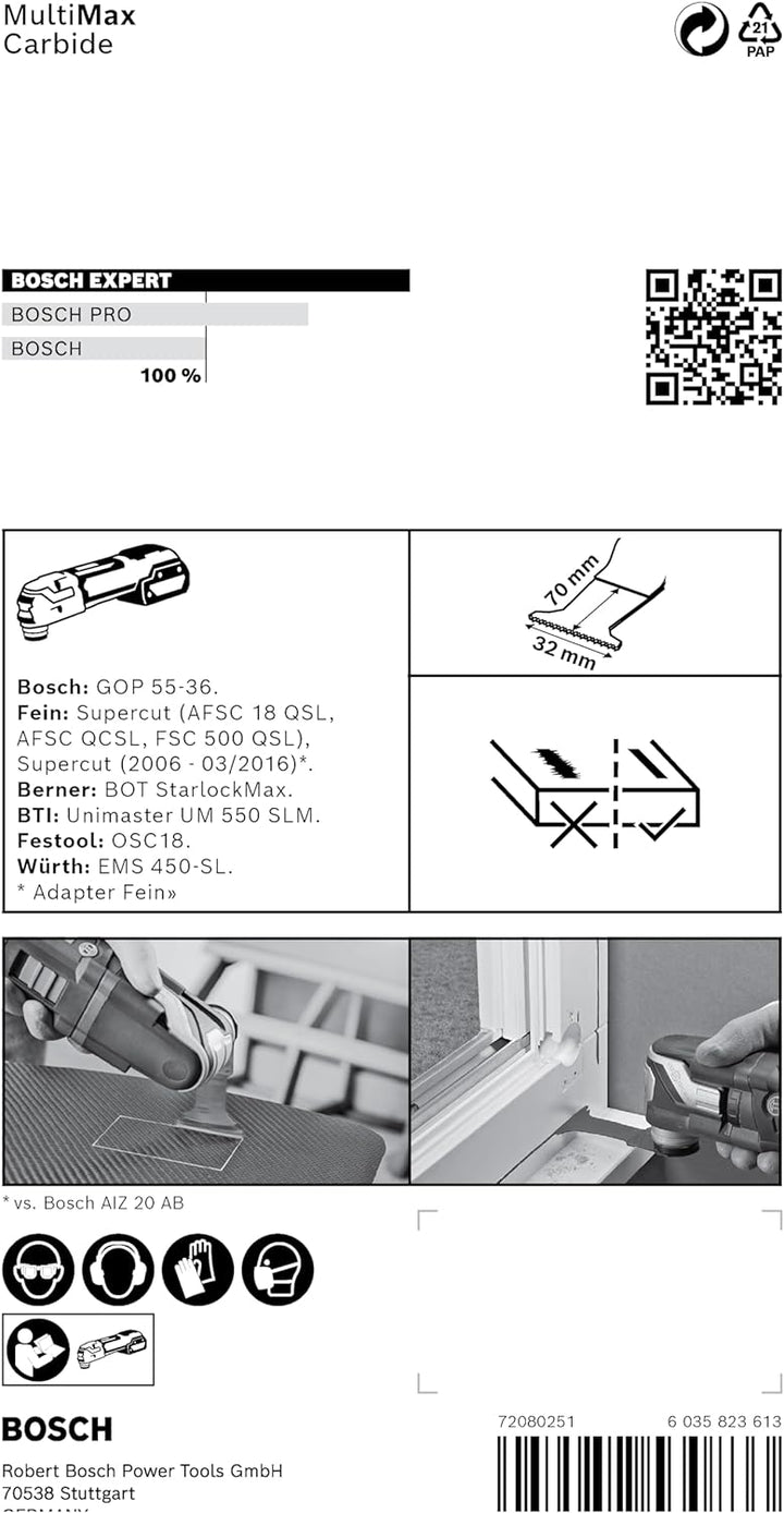 Bosch Accessories 1x Sägeblatt Expert MultiMax MAII 32 APIT (für Edelstahlbleche, Breite 32 mm, Zube