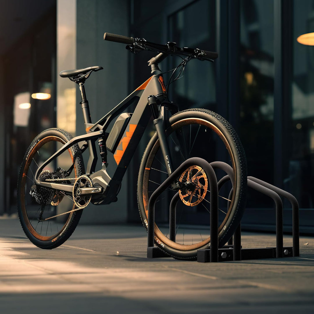 Relaxdays, 2 Fahrräder, Stahl Bodenparker, Reifenbreite 60mm, Abstellständer, Fahrradstand, anthrazi