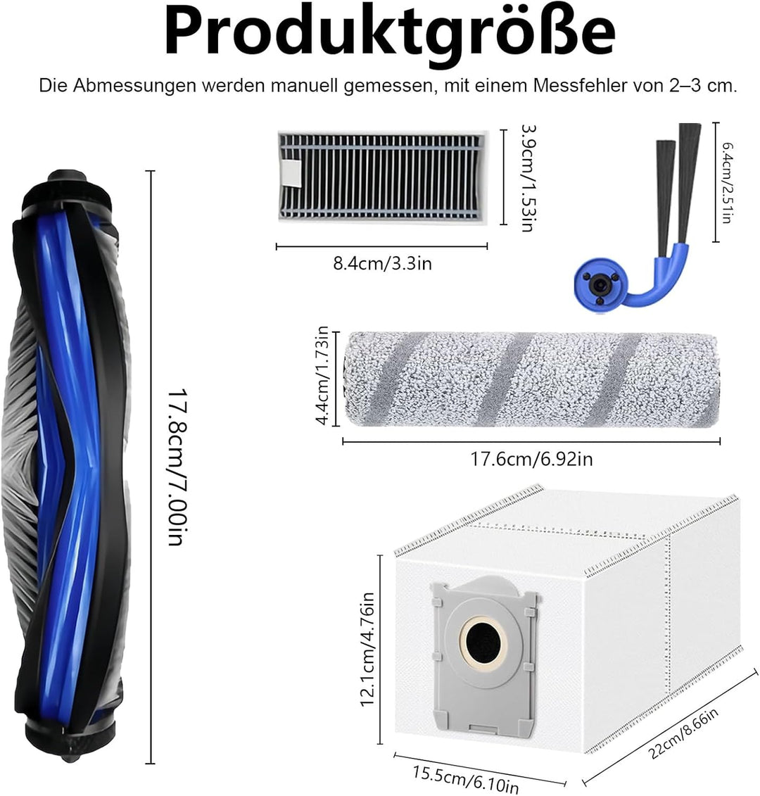 Homruich 21 Stück Zubehör für Ecovacs Deebot X9 PRO Omni Staubsauger Ersatzteile, 1 Hauptbürste, 2 M