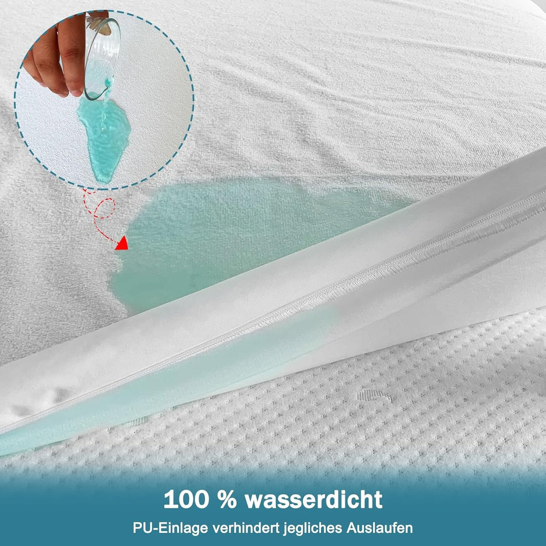 Wasserdichter Matratzenbezug 140x200x16cm mit Reissverschluss Matratzenschutz zur Verbesserung des S