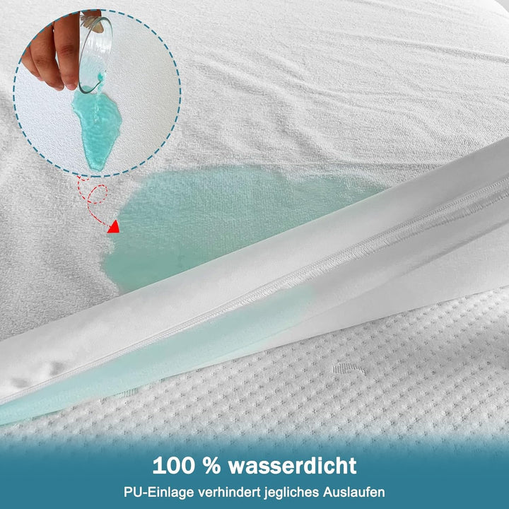 Wasserdichter Matratzenbezug 140x200x16cm mit Reissverschluss Matratzenschutz zur Verbesserung des S