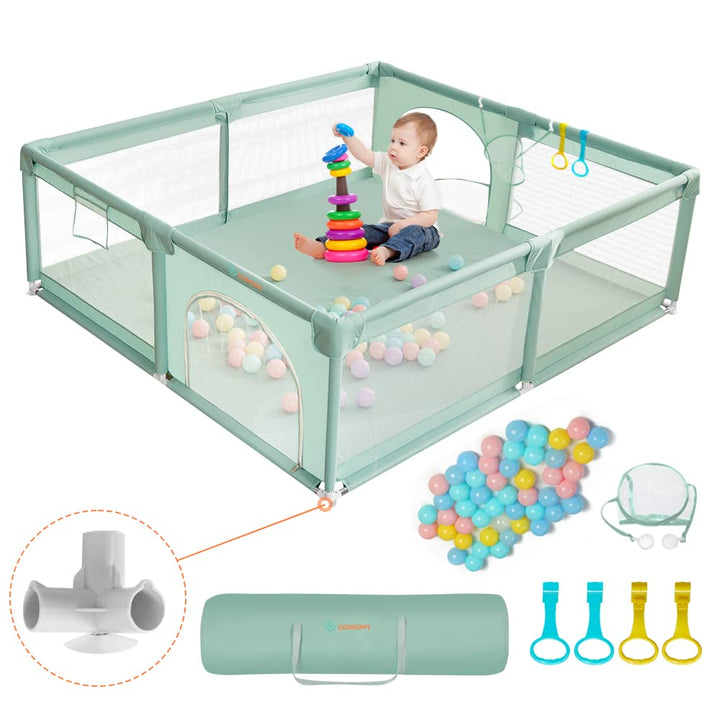 COMOMY Laufstall Baby, 150x180x66cm Laufgitter Baby Grosse xxl Sicherheitsbereich Schutzgitter für K