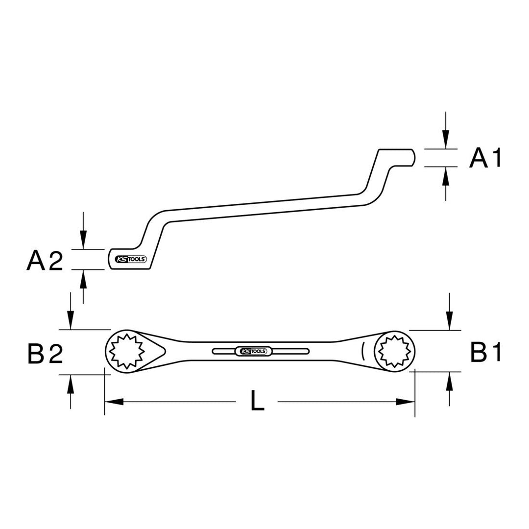 KS Tools 517.0854 CLASSIC Doppel-Ringschlüssel, gekröpft, 22x24mm