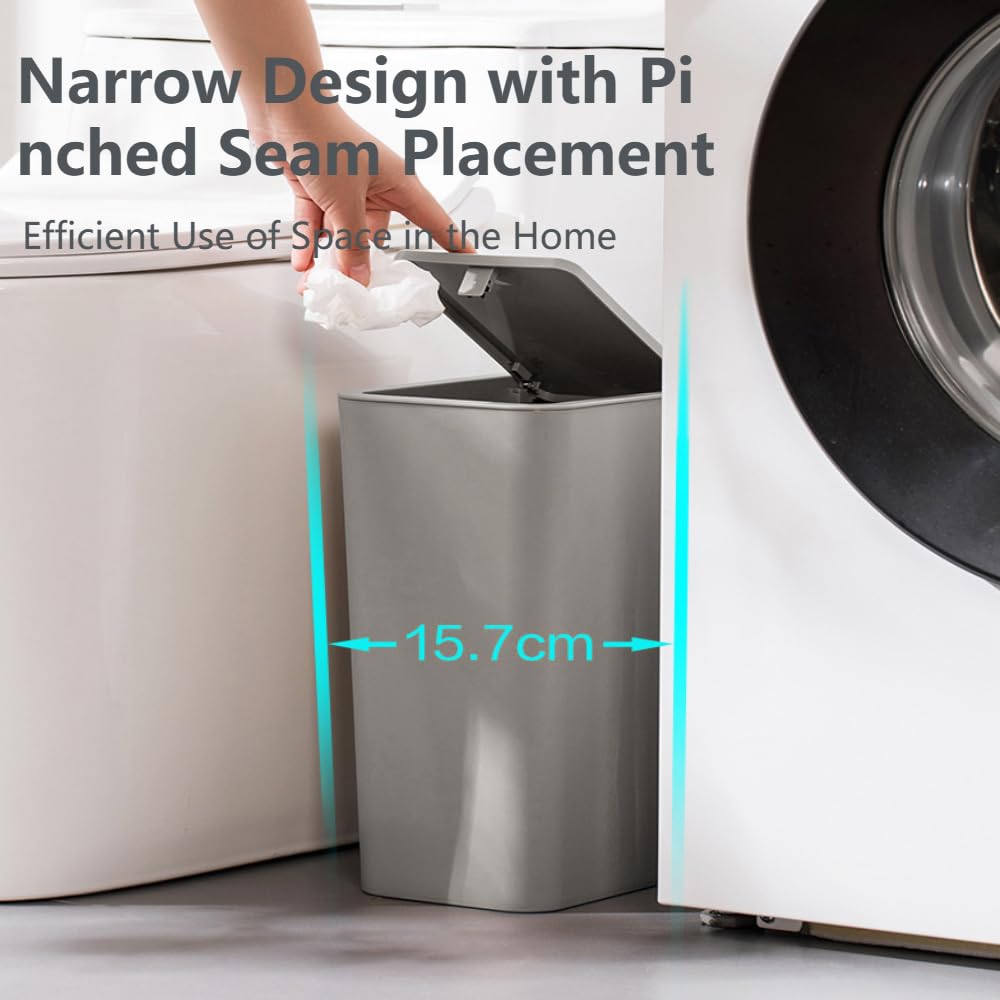 2 Stück Mülleimer Bad,9L Mülleimer Küche,Schmaler Mülleimer Mit Deckel Mülleimer Geruchsdicht Pop-Up