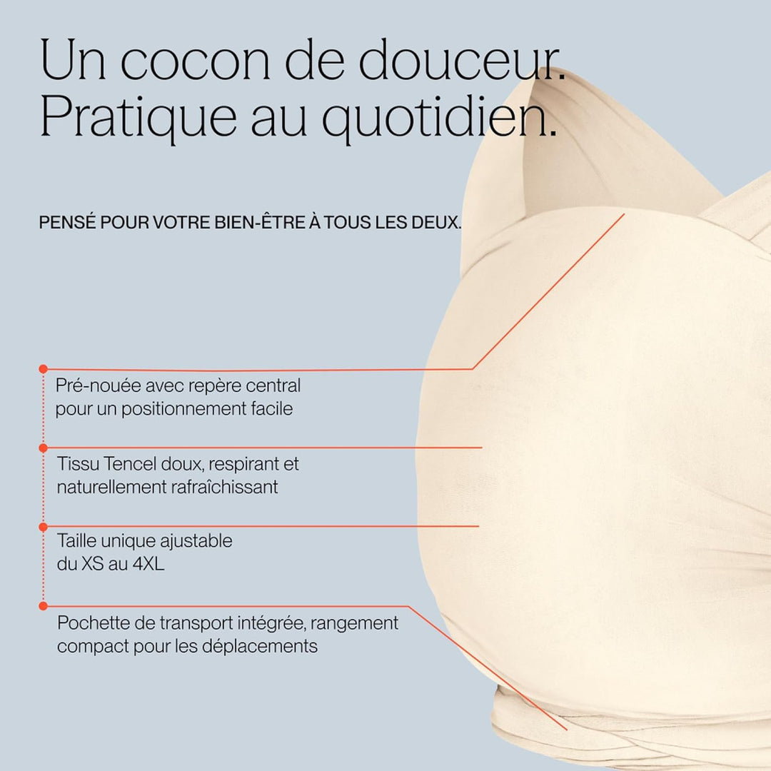 Ergobaby Babytragetuch für Neugeborene ab Geburt bis 11,3 kg, Aura Mesh Tragetuch aus recyceltem Pol