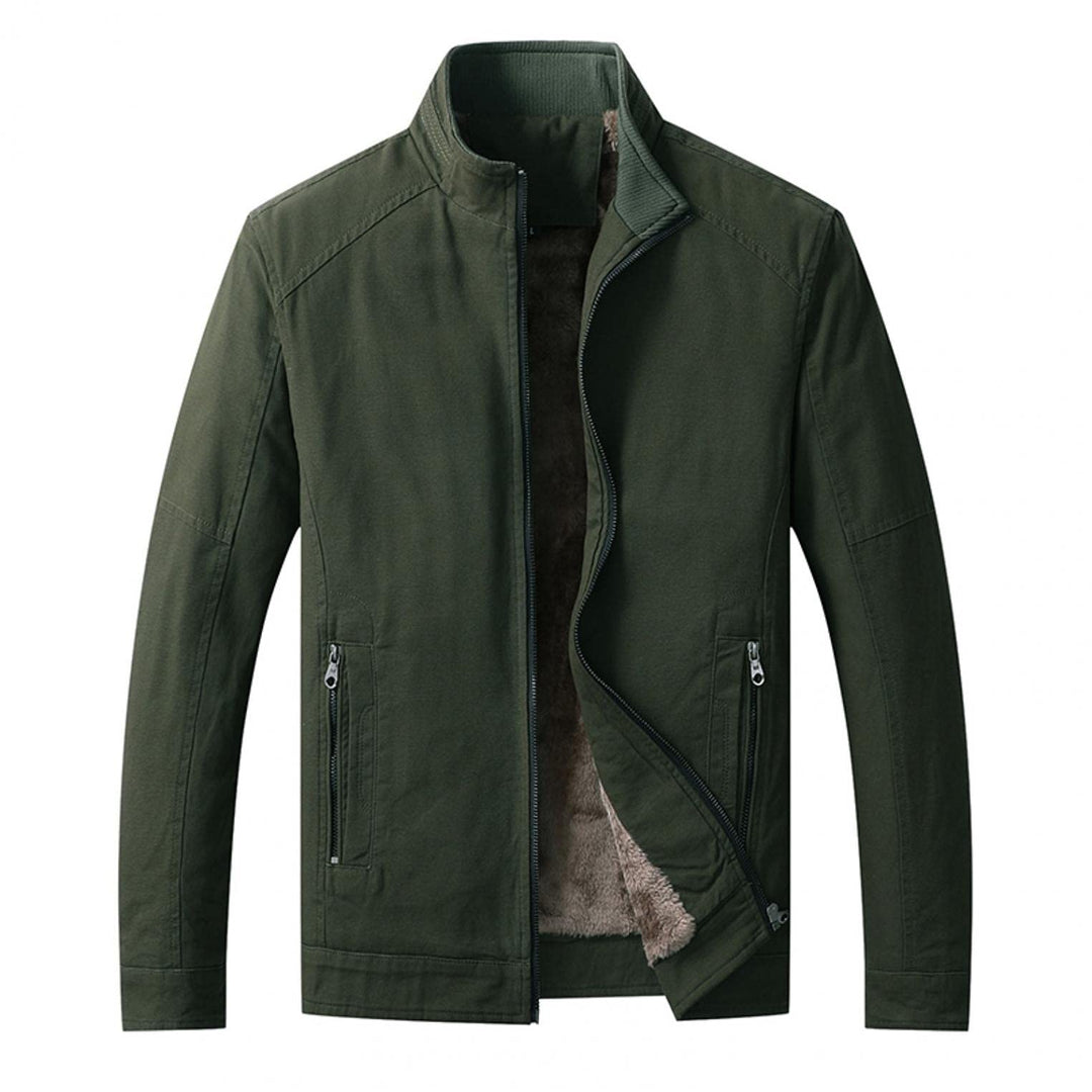 Zhiyao Fleece Cardigan Zip Jacke Herren Winterjacke Lässiger Stehkragen Warm Plus Samt Dicker Mantel