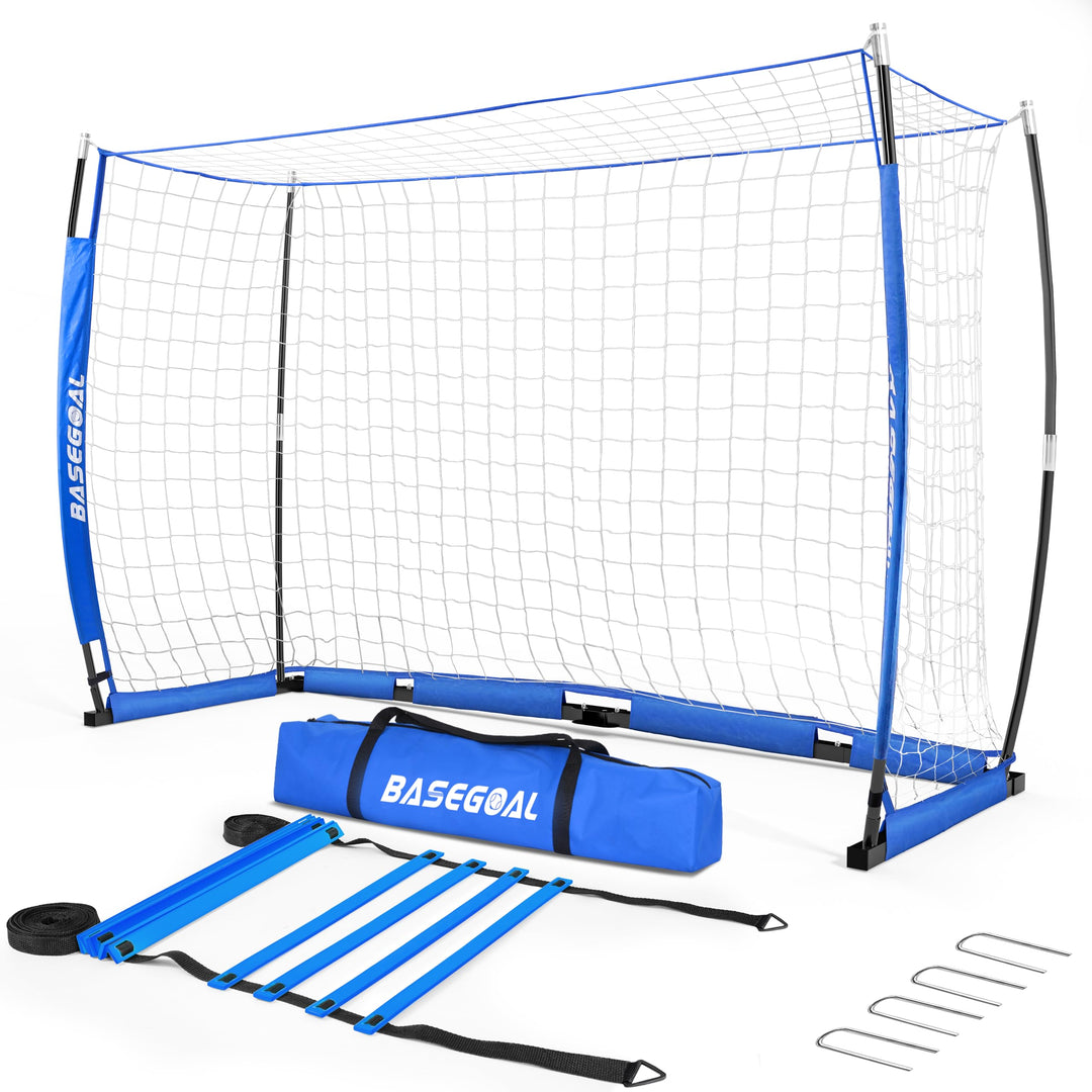 Fussballtor Outdoor [180cm/240cm/365cm], Faltbares Fussballtor Garten & Training mit Koordinationsle