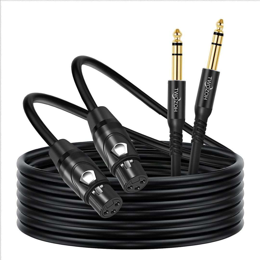 Twozoh XLR Buchse auf Klinke 6,35 mm(1/4") TRS Kabel 10M 2 Stück, Stereo XLR auf Klinke 6,3 Symmetri