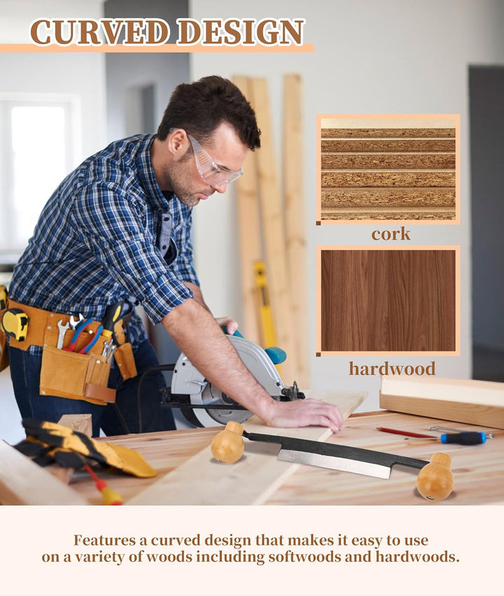 Gugxiom 12-Zoll-Ziehmesser, Doppelter rutschfester Holzgriff, gekrümmte Holzziehklinge, griffiges, a