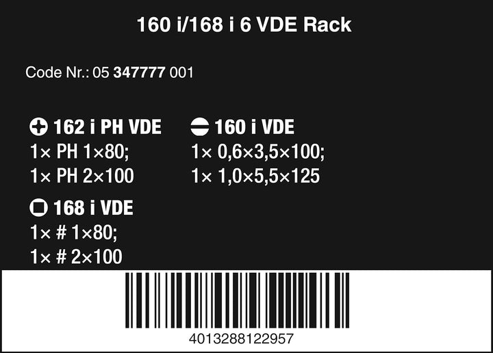 7292-20 WERA Schraubendrehersatz 1601 VDE 6-tlg.