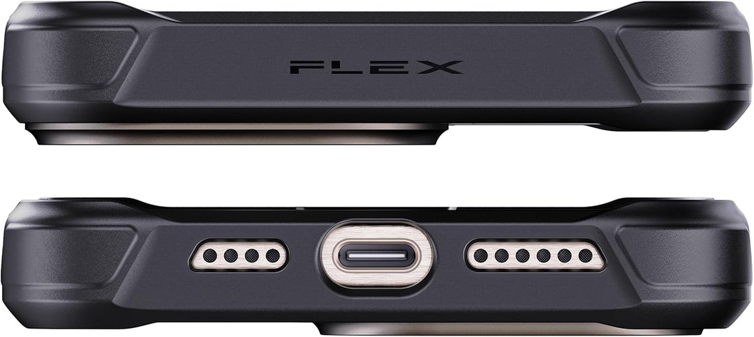 REBEL Schutzhülle für iPhone 15 Pro Max [Flex-Serie], freiliegende Seiten für Komfort, Aramidfaser,