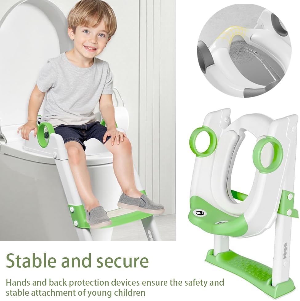 Toilettensitz Kinder mit Treppe, 2-in-1 kinder Toilettensitz mit Treppe, Verstellbar Toilettentraine