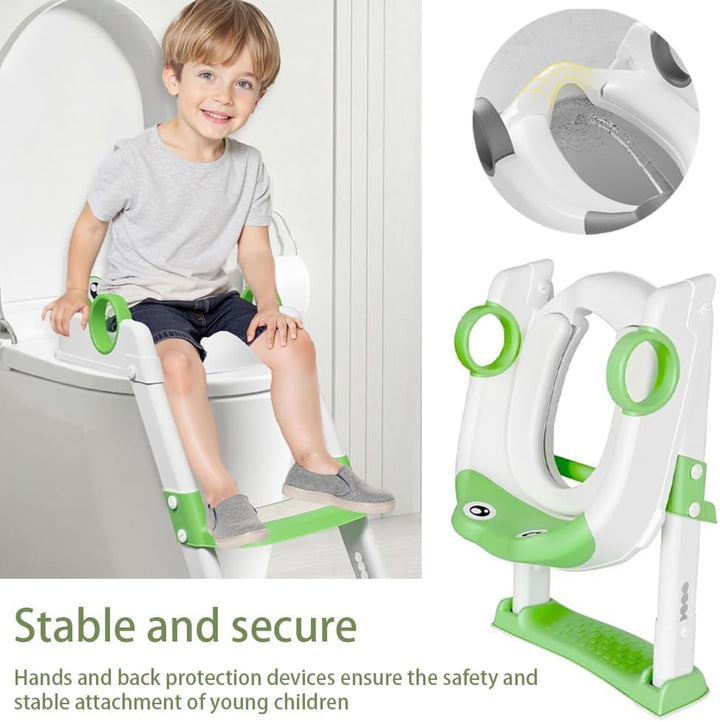 Toilettensitz Kinder mit Treppe, 2-in-1 kinder Toilettensitz mit Treppe, Verstellbar Toilettentraine