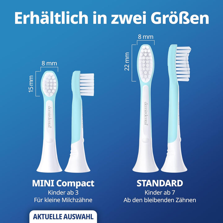 demirdental Kinder Ersatzbürsten passend für Philips Sonicare Kids, Compact Mini Bürstenköpfe für 3-