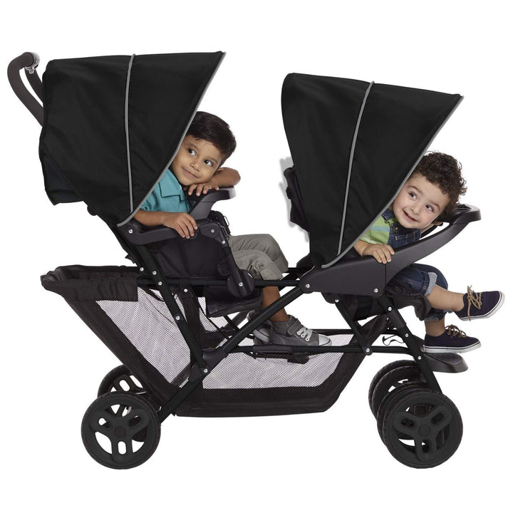 Graco Stadium Duo Geschwisterwagen, Zwillingswagen, 0-15 kg, grosser Staukorb, inkl. Snacktabletts,