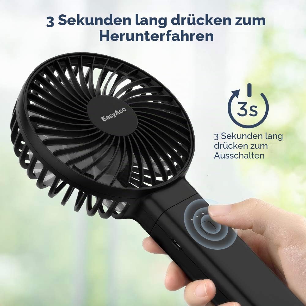 EasyAcc Handventilator Tragbarer Akku USB Ventilator/Tragbarer Mini Lüfter Elektrischer 20 Stunde Au