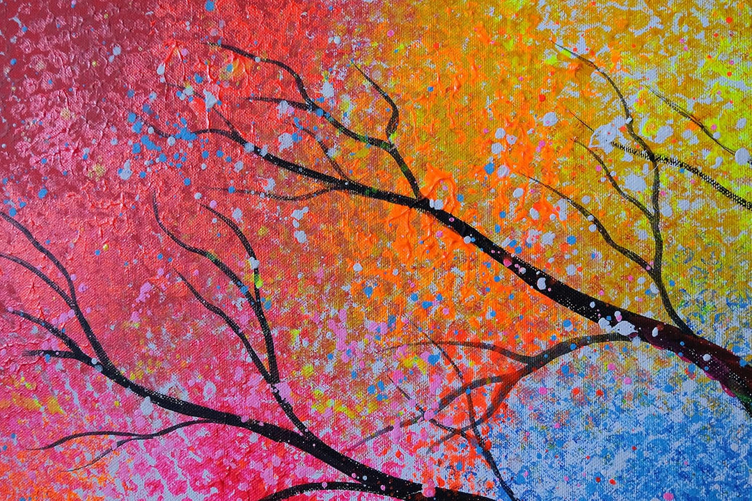 Monica Mirafiori I 100% HANDGEMALT I Gemälde MultiColor Tree 100x50cm | Gemälde Handgemalt | Acrylge