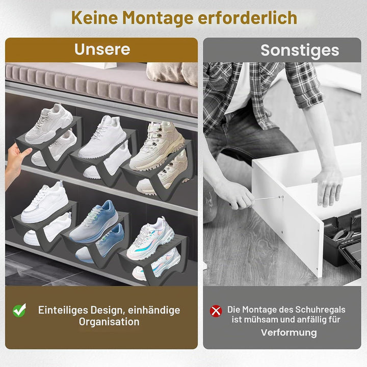 NAIZY Schuhstapler 10 Stück Schuhorganizer PP-Kunststoff Anti Rutsch Schuhregal Doppelschicht Stapel