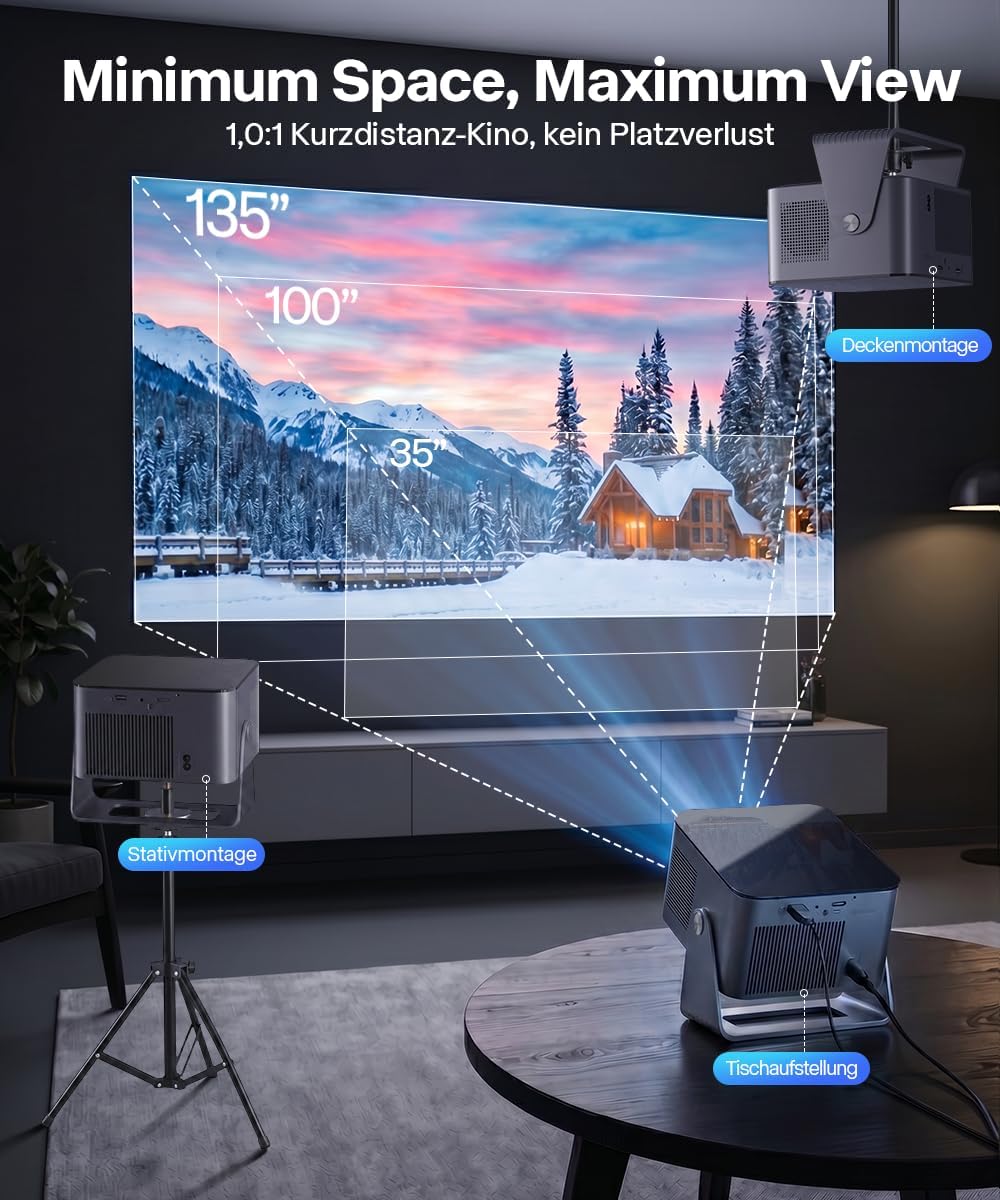 Magcubic Mini Beamer 4K,Native 1080P【Compatible with Netflix 】 600 ANSI | Mini Beamer Android 13 WiF