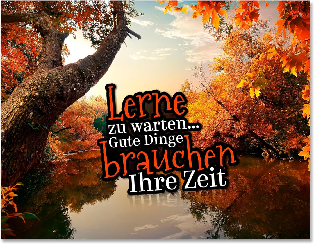 wandmotiv24 Motivations Motiv als Leinwandbild, 60x45cm, Querformat, Lerne zu warten, Gute Dinge, Wa