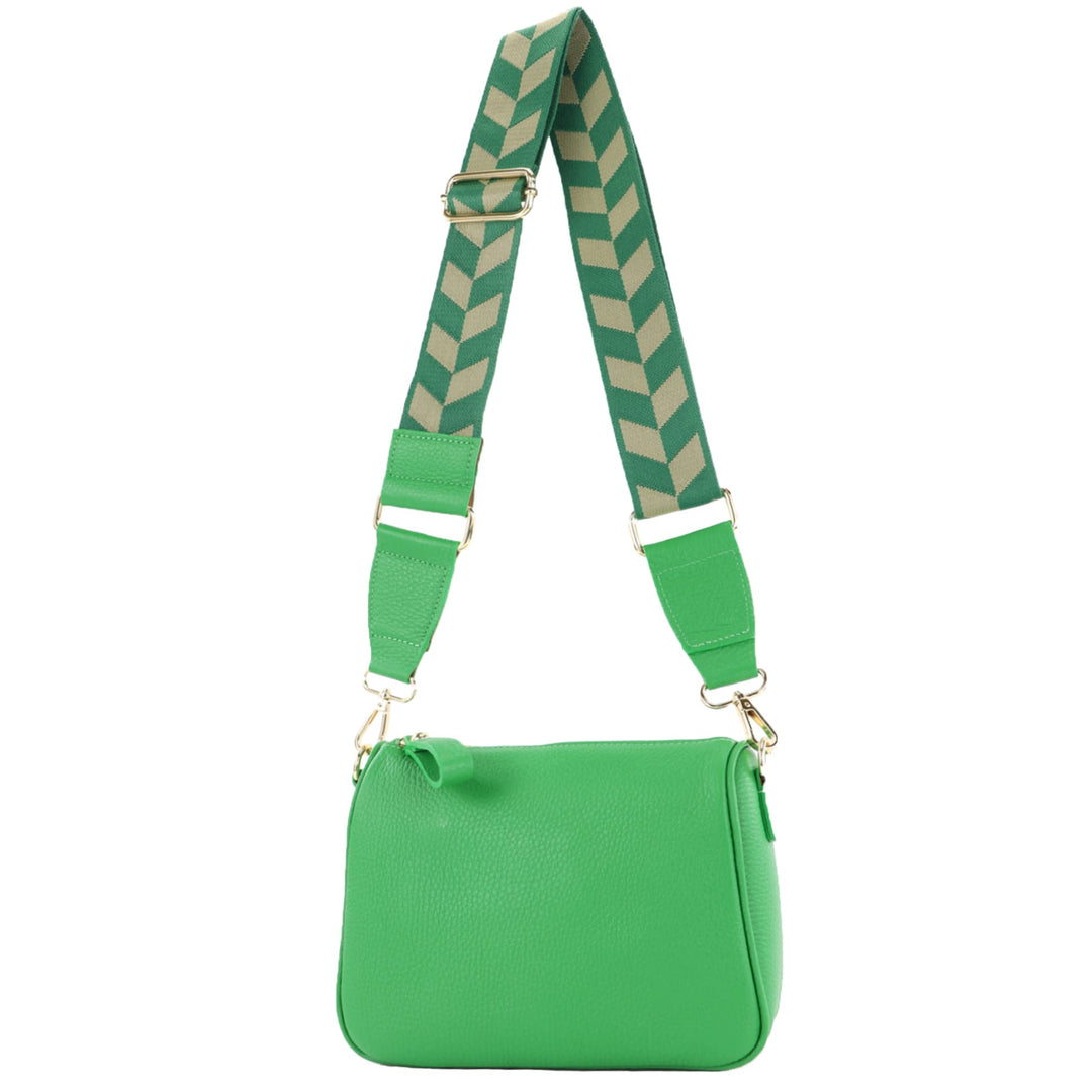 modamoda de - T230 - ital. Umhängetasche Klein Small aus Leder Blattgrün, Blattgrün