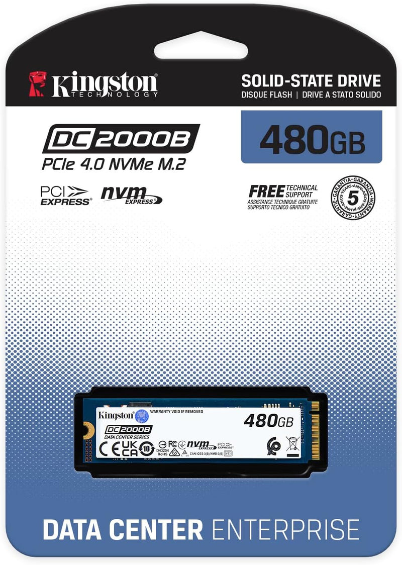 Kingston Data Center DC2000B PCIe 4.0 NVMe M.2 2280 480G Enterprise SSD - SEDC2000BM8/480G 480GB, 48