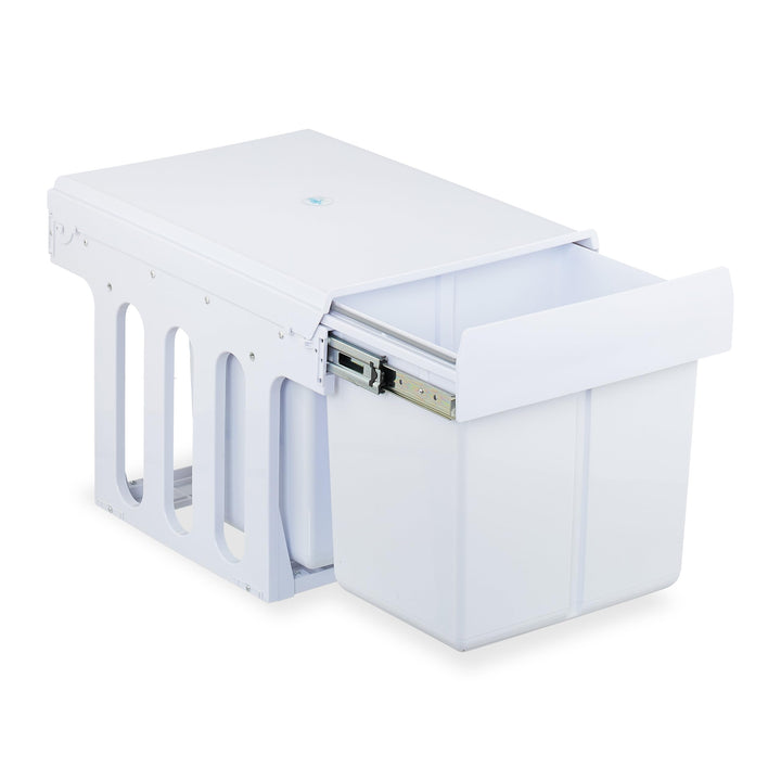 Relaxdays Einbaumülleimer, 2 Fächer, 2 x 15l, HBT: 35,1x34,3x48 cm, ausziehbar, Mülltrennsystem für