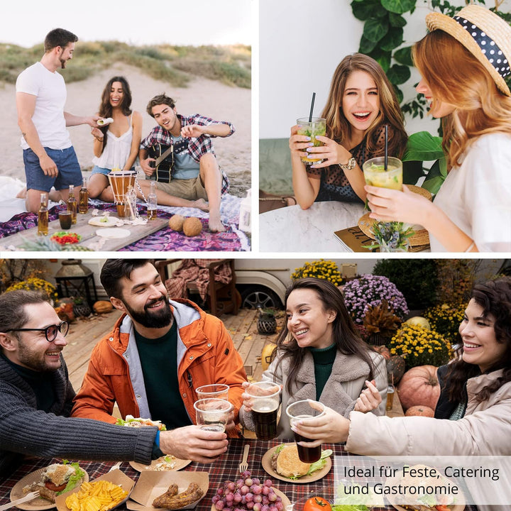 Silverkitchen 32 Trinkbecher 500ml - bruchsichere Mehrwegbecher wiederverwendbare Becher transparent