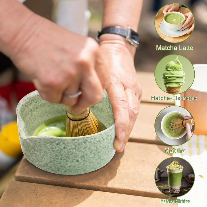 5 in 1 Matcha Set Japanisches Matcha Tee Set mit Matcha Besen, Matcha Schale mit Ausgiesser, Matcha