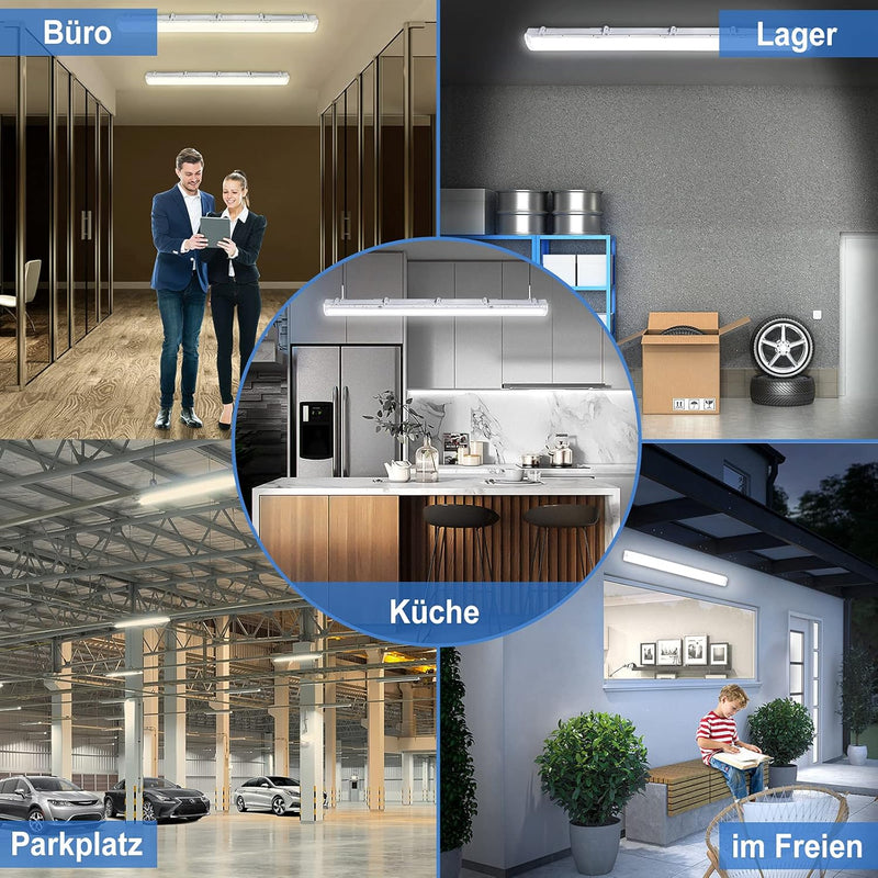 NAIZY Feuchtraumleuchte LED 150cm LED T8 Röhren Werkstatt Garage Lampe Deckenleuchte für Aussenanwen