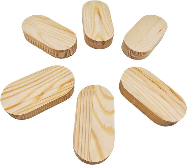 Unlackierte Holzblöcke Ovale Holzplatten für Bastelarbeiten, Leere Schnitzholzblöcke zum Gravieren,