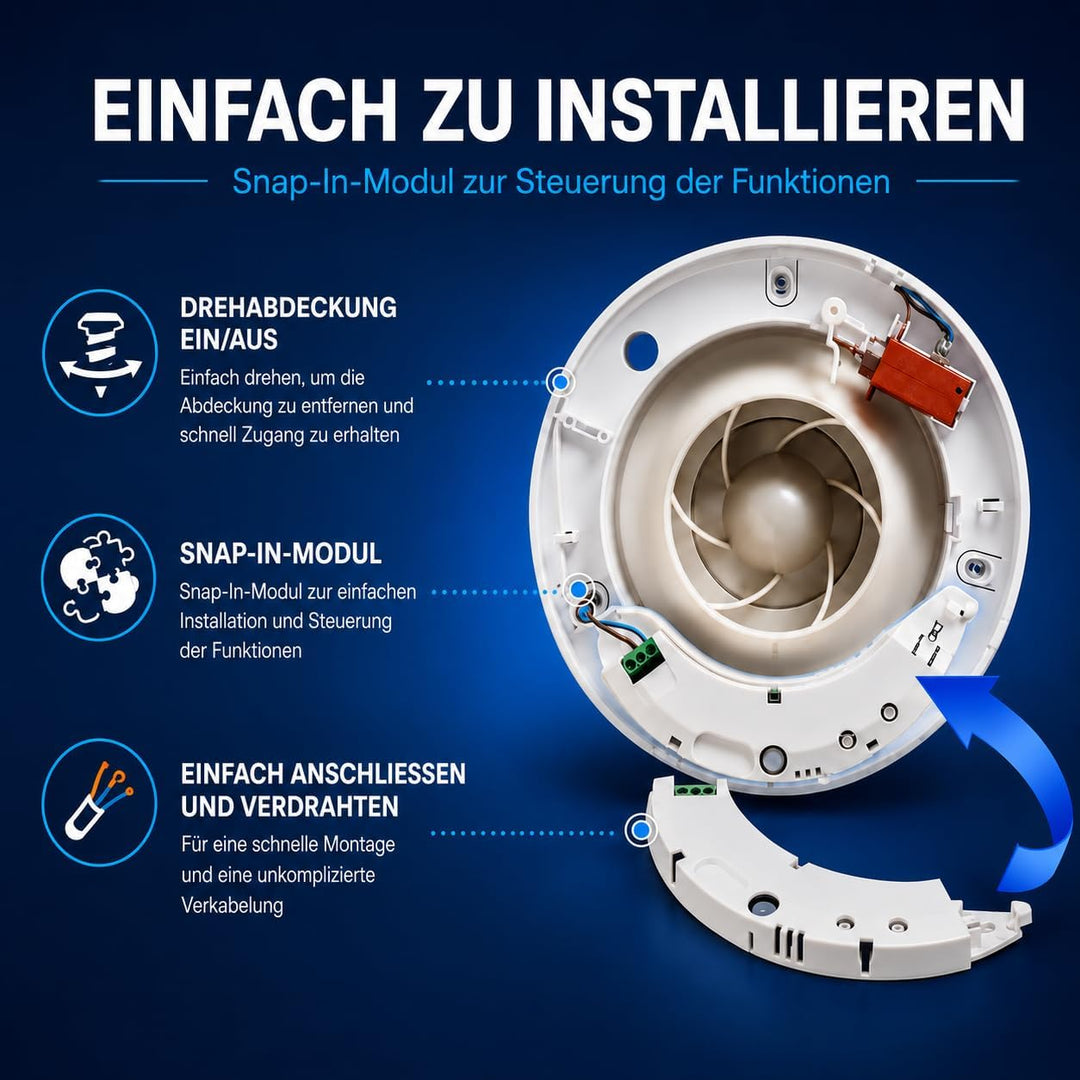 Airflow iCON HTM Steckmodul – Einstellbarer Feuchtigkeitssensor (40–90% rF), Nachlauf-Timer (2–45 Mi