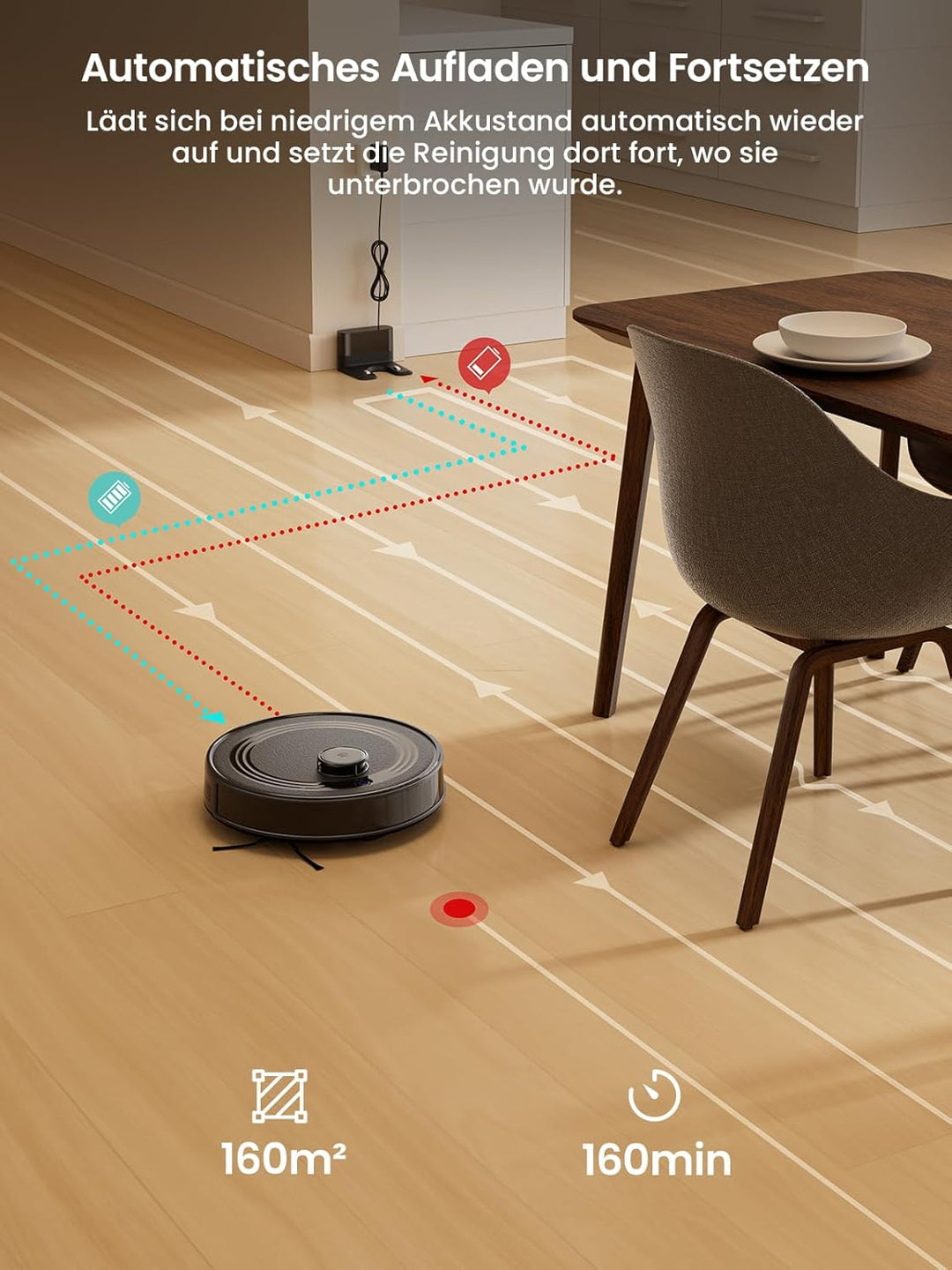LEFANT M2 Saugroboter mit Wischfunktion, 6000Pa Staubsauger Roboter mit No-Go-Zonen, LiDAR Navigatio