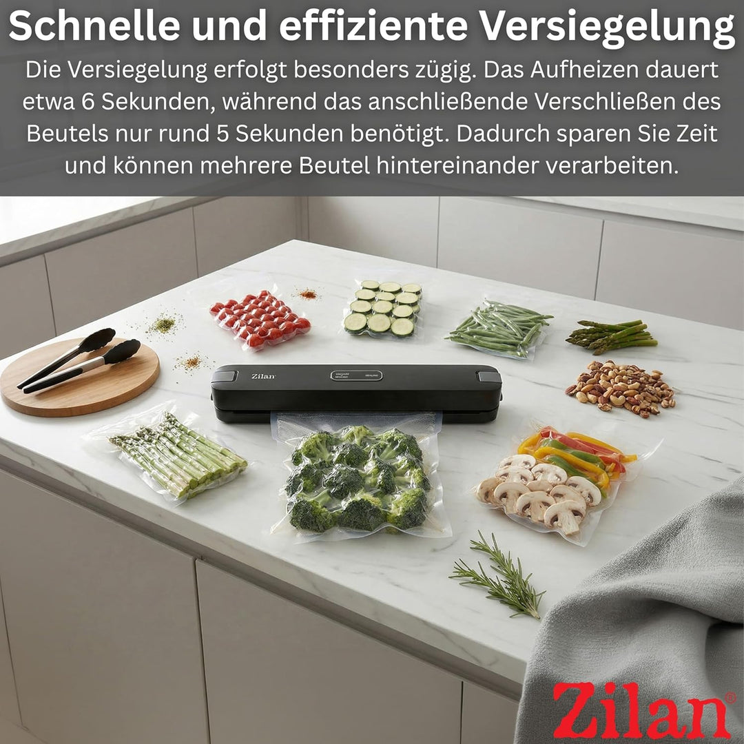 Zilan Vakuumiergerät 88W – Starker 65 kPa Vakuumierer mit Automatik, 30 cm Folienschweissgerät, Schn