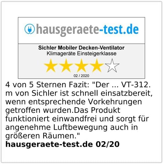 Sichler Haushaltsgeräte Deckenventilator: Mobiler XXL-Decken-Ventilator, 3 Flügel, Timer, Haken, 105