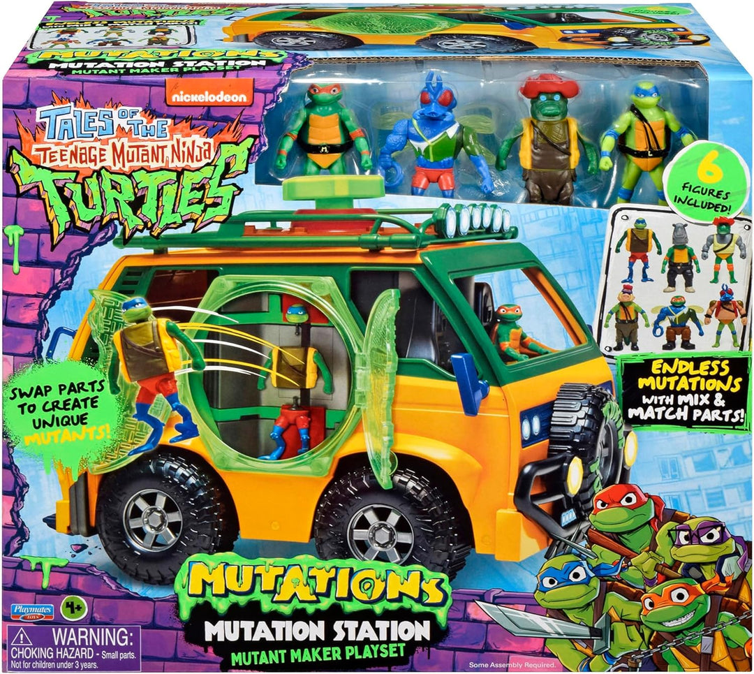Ninja Turtles – Mutationsstation, Set mit 1 Van und 6 Figuren, Mix & Match, für Kinder ab 4 Jahren,